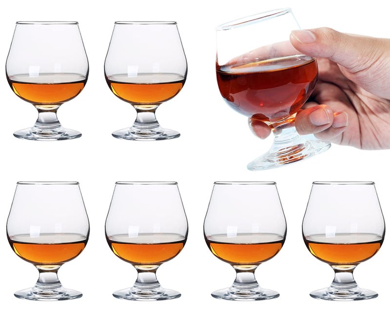 Soopiiso Cognac GlassesMax Capacity 150ml50ozShot Glasses Set of 6 Cute Brandy GlassesClear Shot GlassesMini Brandy Glasses