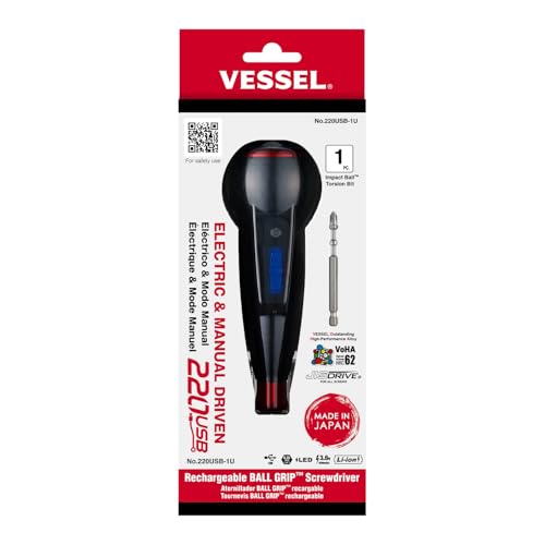 VESSEL (USA Official) VESSEL e-ASSIST Screwdriver | Higher-Torque Model made in Japan No.220USB1U - Image 2