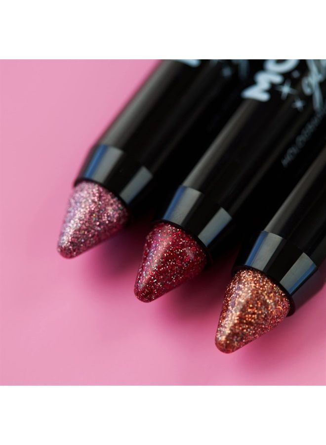 Moon Glitter قلم طلاء لامع هولوجرافيكي / قلم مكياج للجسم والوجه من مون غليتر - 0.12 أونصة - مجموعة هدايا تحتوي على 6 أقلام للجسم - فضي، وردي، ذهبي، وردي ذهبي، أزرق وأخضر - Image 5