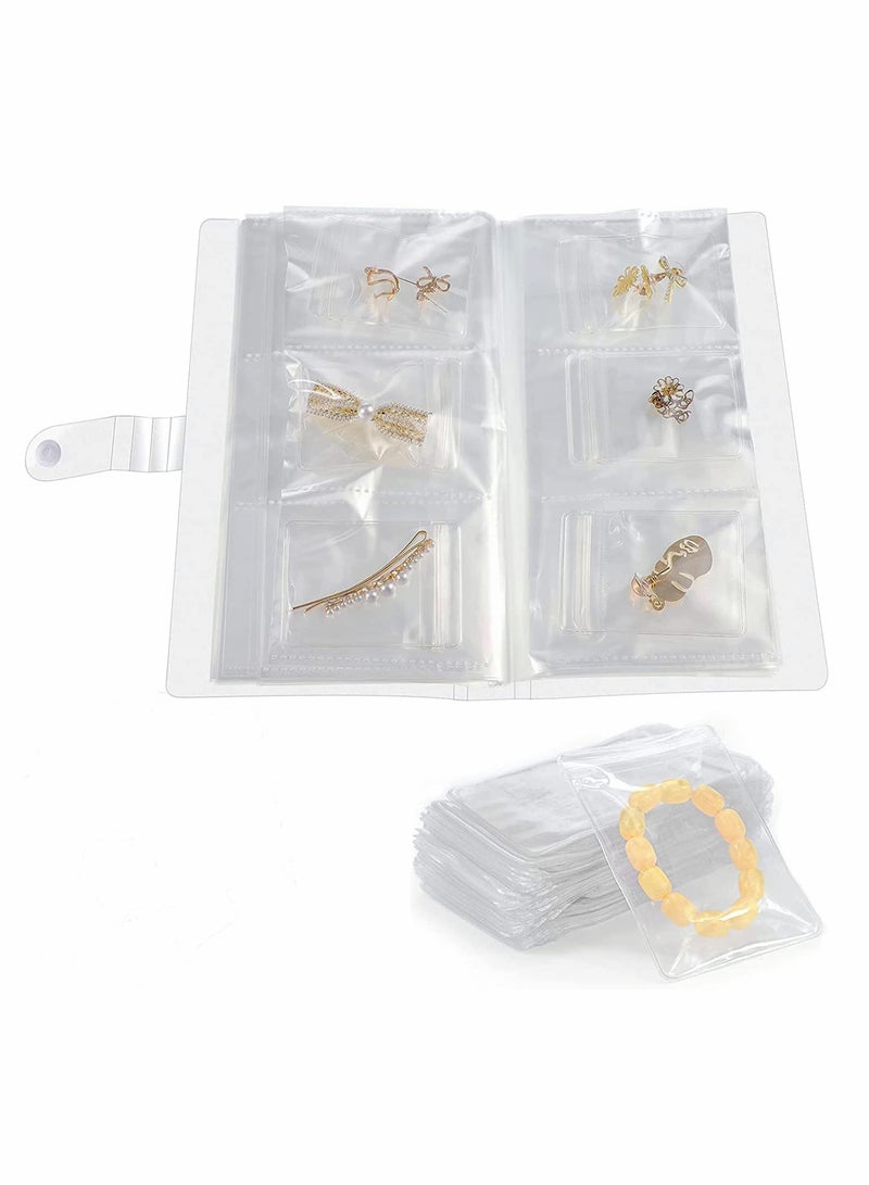 KASTWAVE Transparent Travel Jewelry Organizer（84 Grids+30 Pack PVC Clear Jewelry bag） - Image 1
