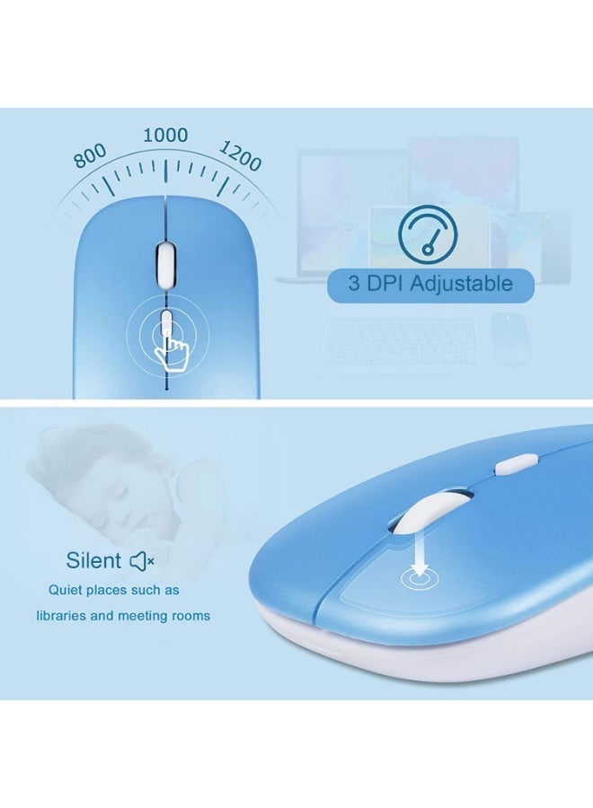 لوحة مفاتيح وماوس بلوتوث قابلة لإعادة الشحن فائقة النحافة (الماوس غير قابل لإعادة الشحن) 150 ساعة - مفتاح إنجليزي - لوحة مفاتيح بقاعدة من الألومنيوم - لأجهزة IOS / Windows / Android للتلفزيون الذكي والكمبيوتر اللوحي | أسود - Image 5