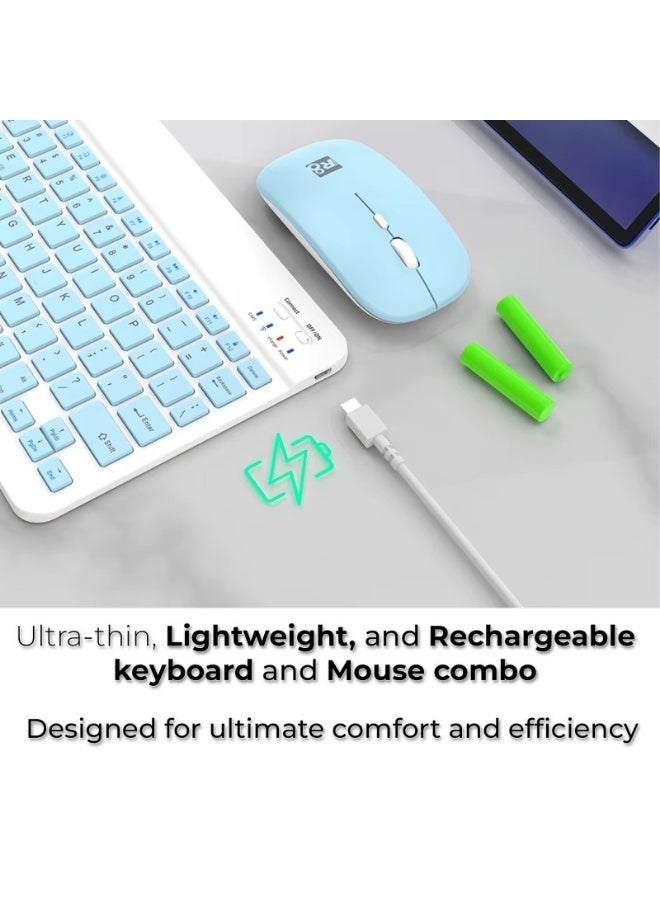 لوحة مفاتيح وماوس بلوتوث قابلة لإعادة الشحن فائقة النحافة (الماوس غير قابل لإعادة الشحن) 150 ساعة - مفتاح إنجليزي - لوحة مفاتيح بقاعدة من الألومنيوم - لأجهزة IOS / Windows / Android للتلفزيون الذكي والكمبيوتر اللوحي | أسود - Image 2