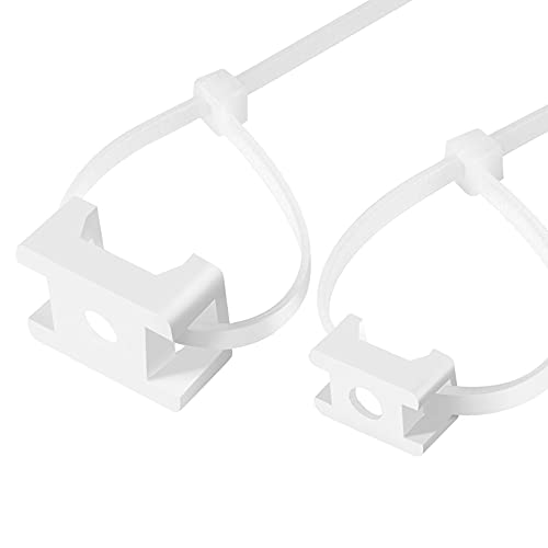 XHF 100 Pcs Cable Zip Tie Saddle Type Mounts Base with 8" Cable Ties Tapping Screw, Wire Cable Clips Organizer Holders Clamps White - Image 3