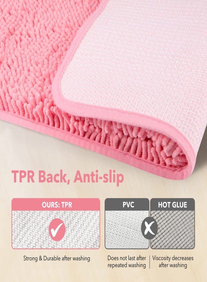 Yeaban Pink Bathroom Rugs - Thick Chenille Bath Mats | Absorbent and Washable Bath Rug Non-Slip, Plush and Soft Rugs for Bathroom, Kitchen, Shower, Sink - 24" x 36" - Image 3