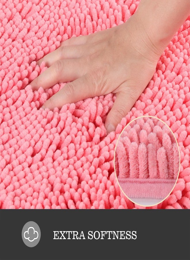 Yeaban Pink Bathroom Rugs - Thick Chenille Bath Mats | Absorbent and Washable Bath Rug Non-Slip, Plush and Soft Rugs for Bathroom, Kitchen, Shower, Sink - 24" x 36" - Image 2