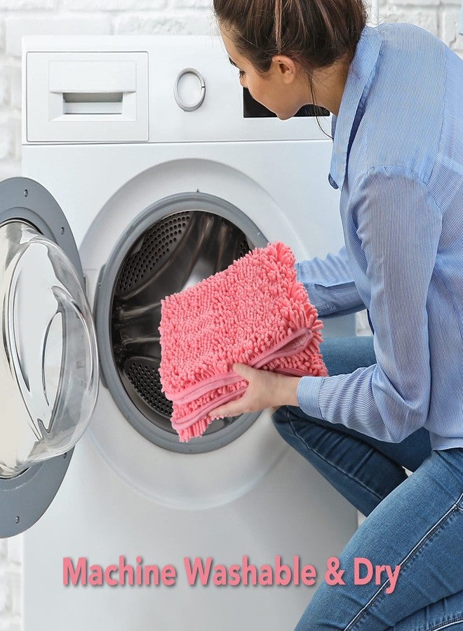 Yeaban Pink Bathroom Rugs - Thick Chenille Bath Mats | Absorbent and Washable Bath Rug Non-Slip, Plush and Soft Rugs for Bathroom, Kitchen, Shower, Sink - 24" x 36" - Image 5