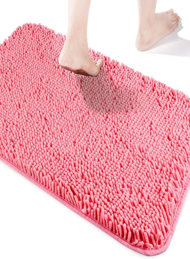 Yeaban Pink Bathroom Rugs - Thick Chenille Bath Mats | Absorbent and Washable Bath Rug Non-Slip, Plush and Soft Rugs for Bathroom, Kitchen, Shower, Sink - 24" x 36" - Image 1