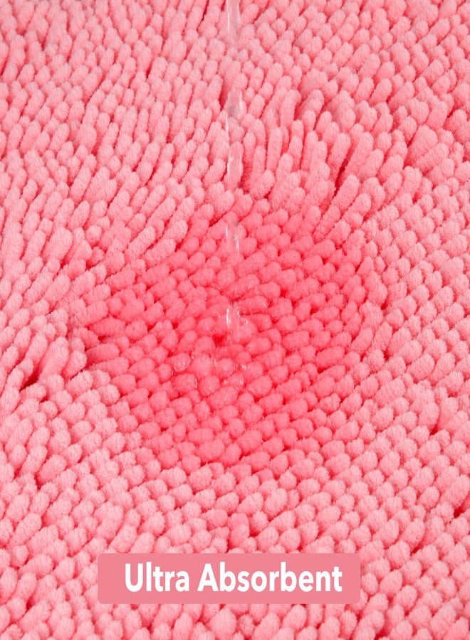 Yeaban Pink Bathroom Rugs - Thick Chenille Bath Mats | Absorbent and Washable Bath Rug Non-Slip, Plush and Soft Rugs for Bathroom, Kitchen, Shower, Sink - 24" x 36" - Image 4