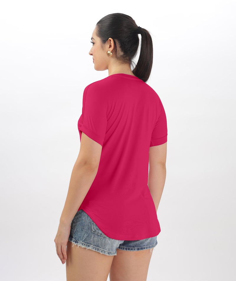 SHODOX® Women's Cotton Blend Solid Regular fit Round Neck Short Sleeve T-Shirt (Pack of 1) - Image 2
