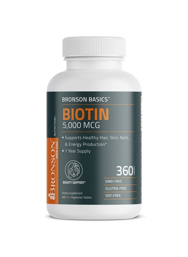 Bronson Biotin 5000 Mcg Supports Healthy Hair Skin & Nails & Energy Production High Potency Beauty Support Nongmo 360 Vegetarian Tablets - Image 2