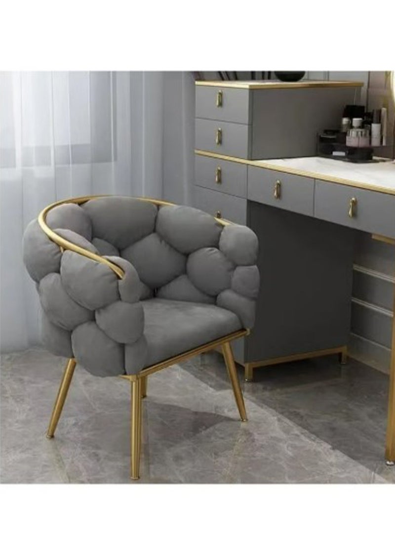 MONOGUE Makeup Vanity Chairs Stool with Backrest, Modern Dining Chairs with Gold Metal Legs Elegant Tufted Back Vanity Chair - Image 2