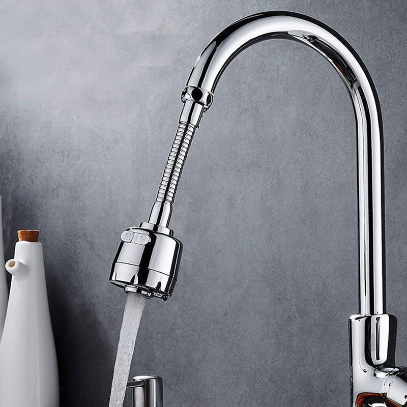 KREZON Stainless Steel 360 Degree Rotation Bubble Saving Water Faucettap Filter Shower Head Nozzle Adapter Silver Chrome Finish1 PC - Image 2