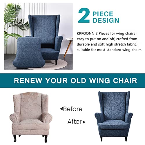 KRFOONN Wingback Chair Covers Slipcovers 2 Piece Stretch Wing Chair Covers Spandex Slipcovers Wingback Sofa Covers Armchair Covers Non-Slip Furniture Protector, 04 - Image 4