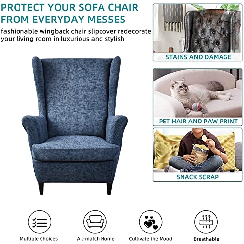 KRFOONN Wingback Chair Covers Slipcovers 2 Piece Stretch Wing Chair Covers Spandex Slipcovers Wingback Sofa Covers Armchair Covers Non-Slip Furniture Protector, 04 - Image 5