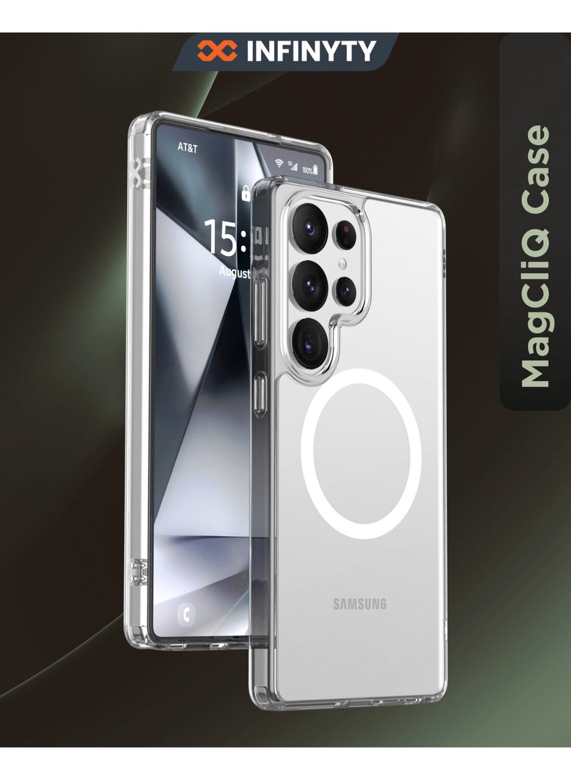 INFINYTY Samsung Galaxy S25 Ultra Clear Case- Zepho Transparent Wireless Charging Compatible, Military Grade 12ft Drop-Protection, Crystal Clear Transparency & Effective Anti-Yellowing Technology, Dual-Layer Design, Impact Resistance for Everyday Use - Image 1