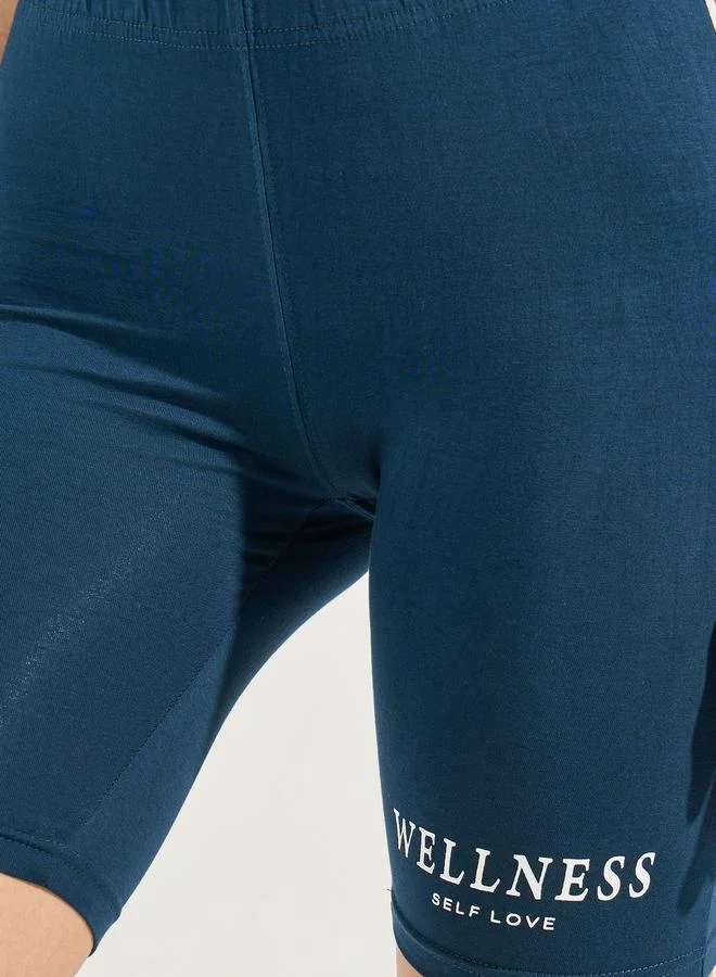 Styli Slogan Print Cycling Shorts