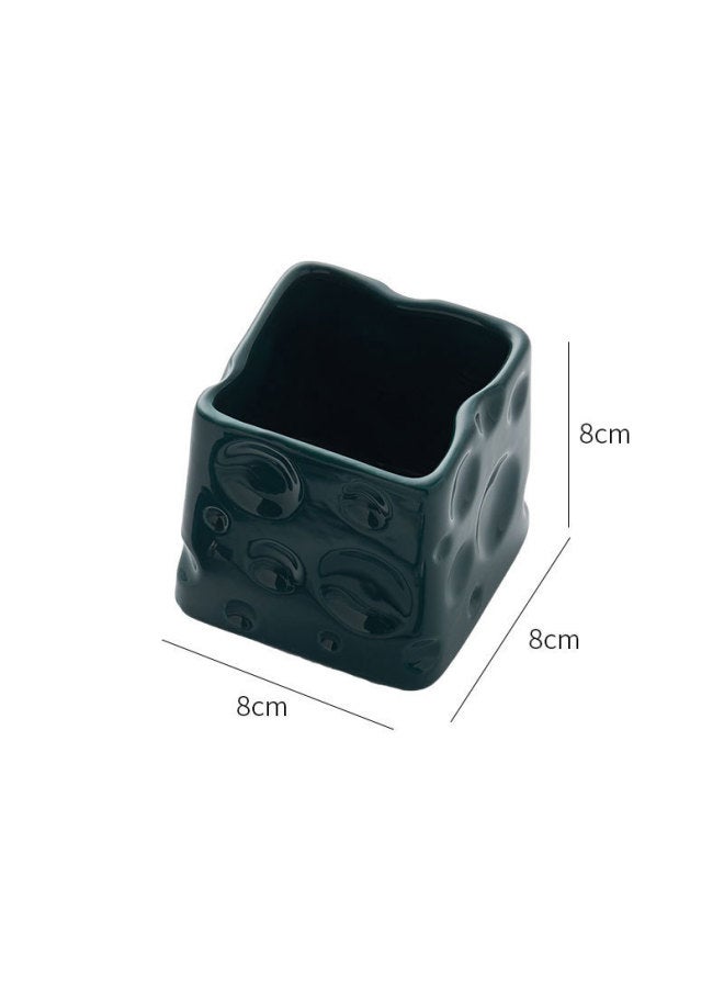 Cream Style Advanced Fruit Fork Suit Multi-purpose Ceramic Cheese Storage Can Bar Decoration Good Hand Ceremony-Specification:Dark Green - Image 1