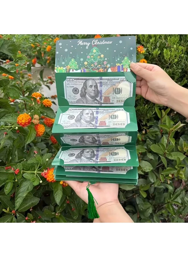 Red Christmas Cash Gift Card Holder 10 Grid Heavy Duty Money Bag With Santa Snowflake Tree Design - Image 2