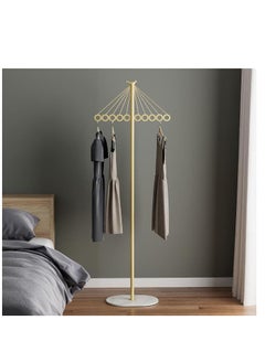 Golden Iron Coat Stand with 10 Holes，Clothes Rack Can Hang Clothes on the Floor for Easy Assembly, Coats, Sweaters, Pants, Shirts, T-shirts, Skirts, for Entrances, Corridors, Bedrooms, Offices.  - Image 1