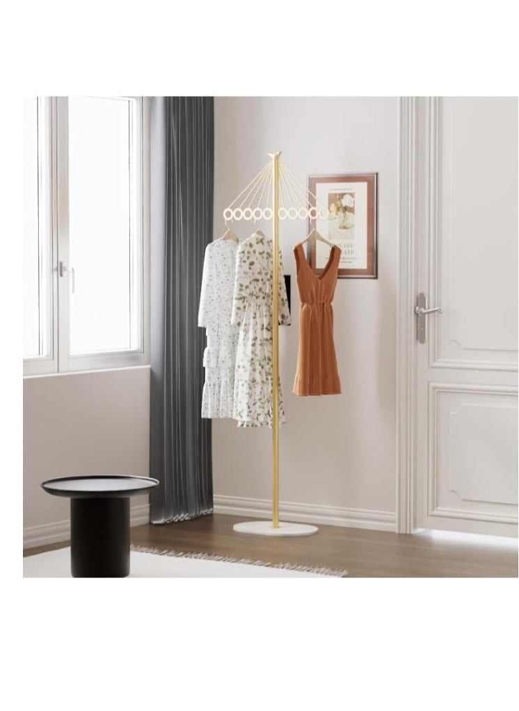 Golden Iron Coat Stand with 10 Holes，Clothes Rack Can Hang Clothes on the Floor for Easy Assembly, Coats, Sweaters, Pants, Shirts, T-shirts, Skirts, for Entrances, Corridors, Bedrooms, Offices.  - Image 2