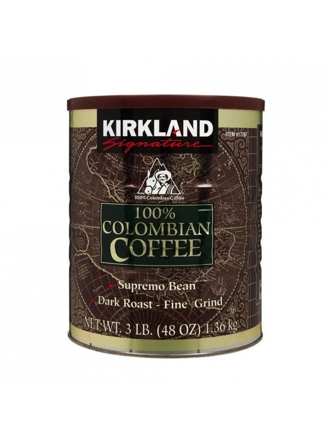 Kirkland Signature Signature 100% Colombian Coffee Supremo Bean Dark Roast-Fine Grind, 3 Pound - Image 1