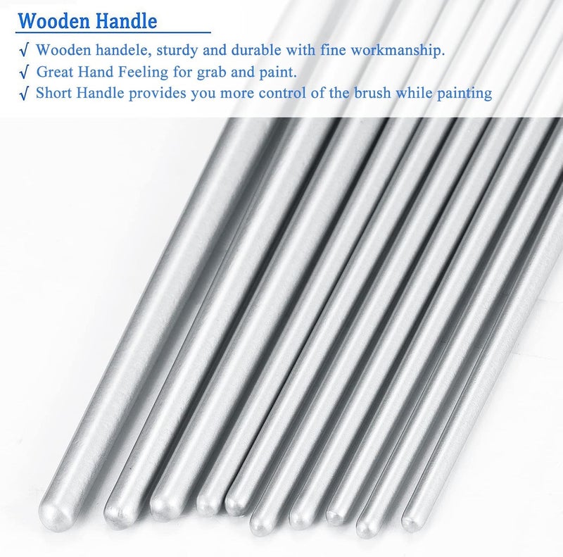 BOSOBO Paint Brushes Set, 2 Pack 20 Pcs Round Pointed Tip Paintbrushes Nylon Hair Artist Acrylic Paint Brushes for Acrylic Oil Watercolor, Face Nail Art, Miniature Detailing & Rock Painting, Silver - Image 5