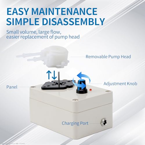 Tbest Peristaltic Pump,Peristaltic Liquid Pump 10ml -250ml/min Adjustable Flowing Peristaltic Dosing Pump for Aquarium Lab Analytical US Plug 110‑240V - Image 3