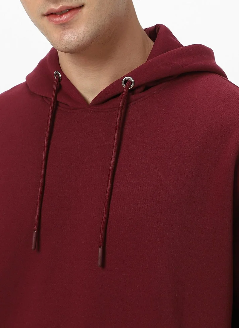 Urbano Fashion  Urbano Fashion Men's Maroon Cotton Solid Oversized Hooded Neck Sweatshirt for Men | Best Price UAE