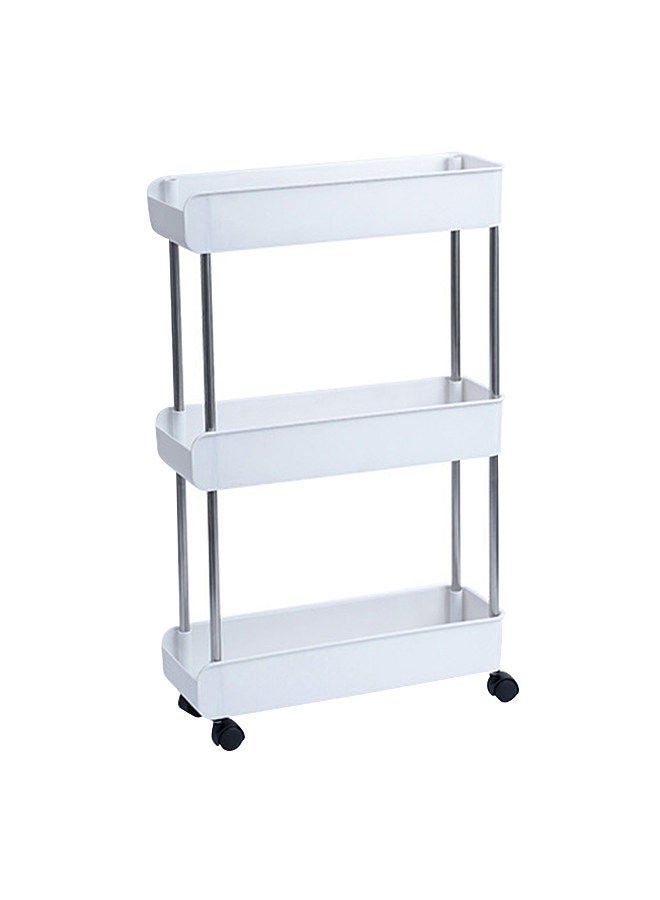 3-Tier Rolling Utility Cart with Wheels Hanging Hook Multifunctional Storage Organization Shelves Portable Standing Shelf Service Cart Trolley for Kitchen Bathroom Office  - Image 2
