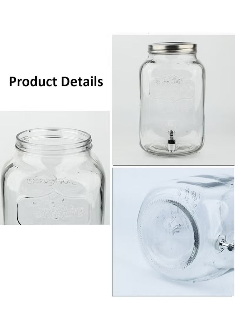 ميدي طقم موزع عصير زجاجي مكون من قطعتين، موزع مشروبات سعة 10 لتر مع حامل، مجموعات أدوات شرب متنوعة، طقم مشروبات للحفلات والمهرجانات وحفلات الزفاف، يُستخدم كعصير ليمون، موزع حليب، برطمان شاي - Image 5