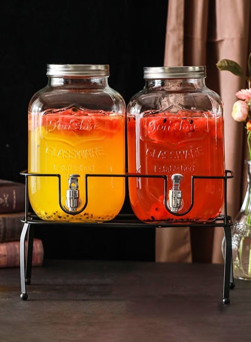 ميدي طقم موزع عصير زجاجي مكون من قطعتين، موزع مشروبات سعة 10 لتر مع حامل، مجموعات أدوات شرب متنوعة، طقم مشروبات للحفلات والمهرجانات وحفلات الزفاف، يُستخدم كعصير ليمون، موزع حليب، برطمان شاي - Image 3