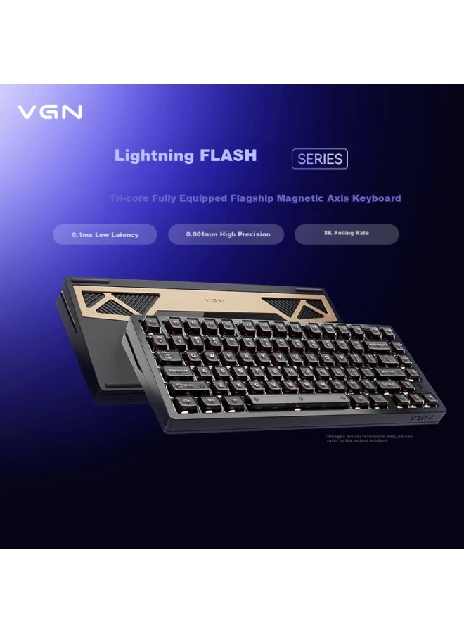 Vgn Lightning Magnetic Axis Keyboard Rt Esports Custom 81-key Aluminum Hot-swappable Valorant Lightning Extreme Magneto Sun Black Warrior - Image 1