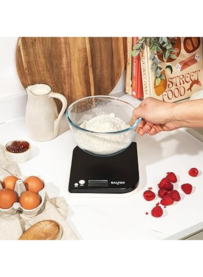 سالتر ميزان مطبخ ديجيتال – يزن حتى 5 كجم – شاشة LCD – أسود/أبيض – سهل الاستخدام والتخزين - Image 5