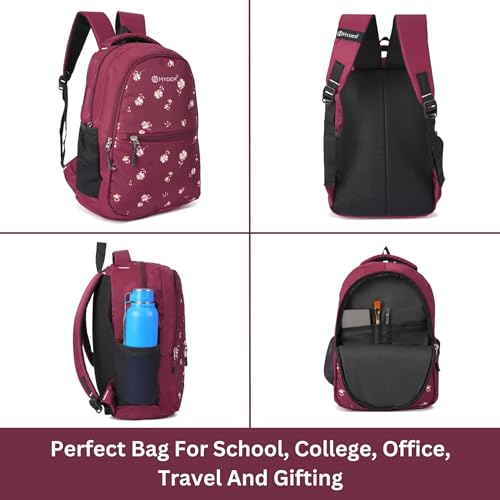 HYDER Blossom 25L Latest and Stylish School Bag for Girls - Perfect for School, College, Office, Travel and Tution Durable School bags for Kids And Women | Perfect Girls Bag (Mehroon) - Image 3