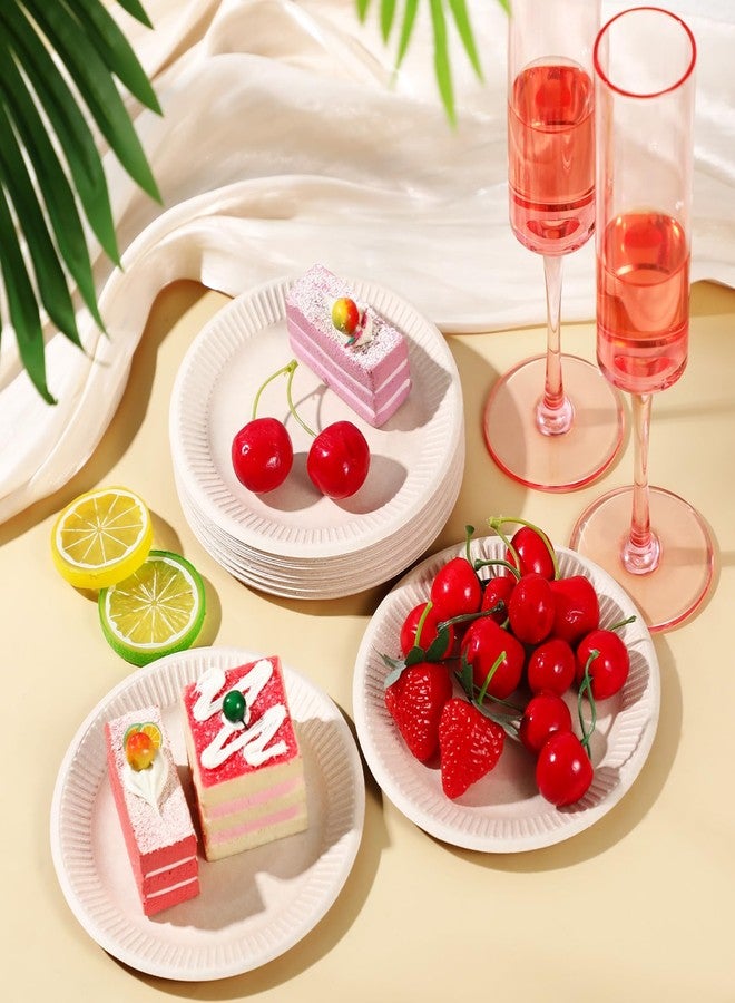 SHENLIU 300Pcs Disposable Paper Plates 6 Inch Small Compostable Plates, Eco-Friendly Bulk Dessert Plates for Parties Appetizers Cakes & Restaurant - Image 3