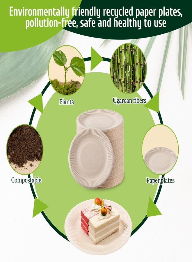 SHENLIU 300Pcs Disposable Paper Plates 6 Inch Small Compostable Plates, Eco-Friendly Bulk Dessert Plates for Parties Appetizers Cakes & Restaurant - Image 5