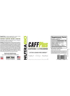 NutraBio Caffplus, Dual Source Caffeine With Theanine For Healthy Energy Boost - 60 Vegetable Capsules  - Image 3