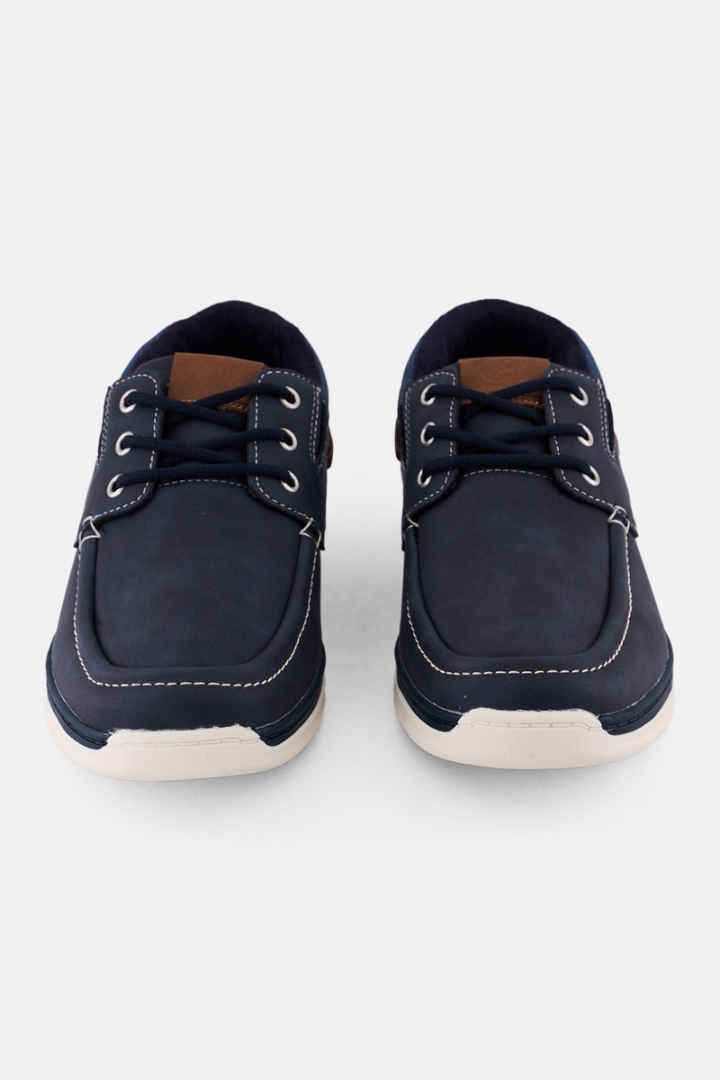 English Laundry Men Boatshoe Low Lace Up Shoes, Navy  - Image 4