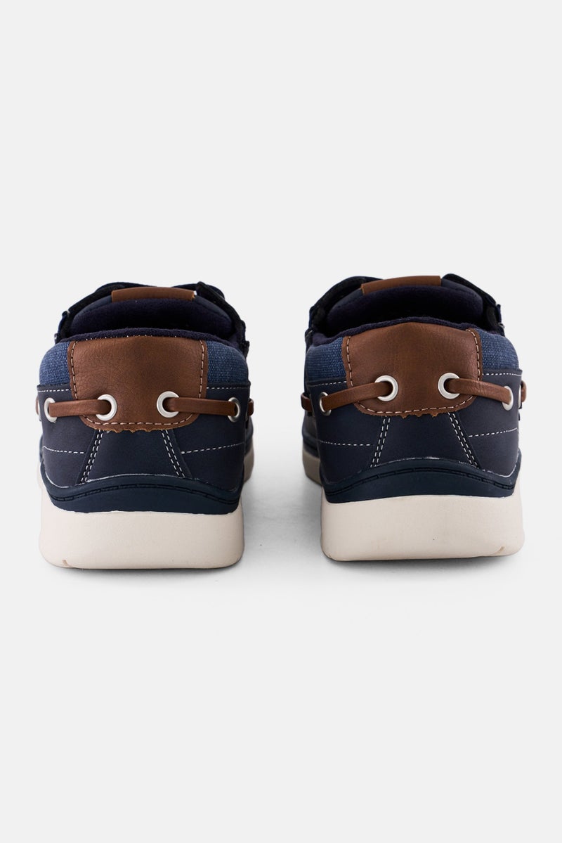 English Laundry Men Boatshoe Low Lace Up Shoes, Navy  - Image 2