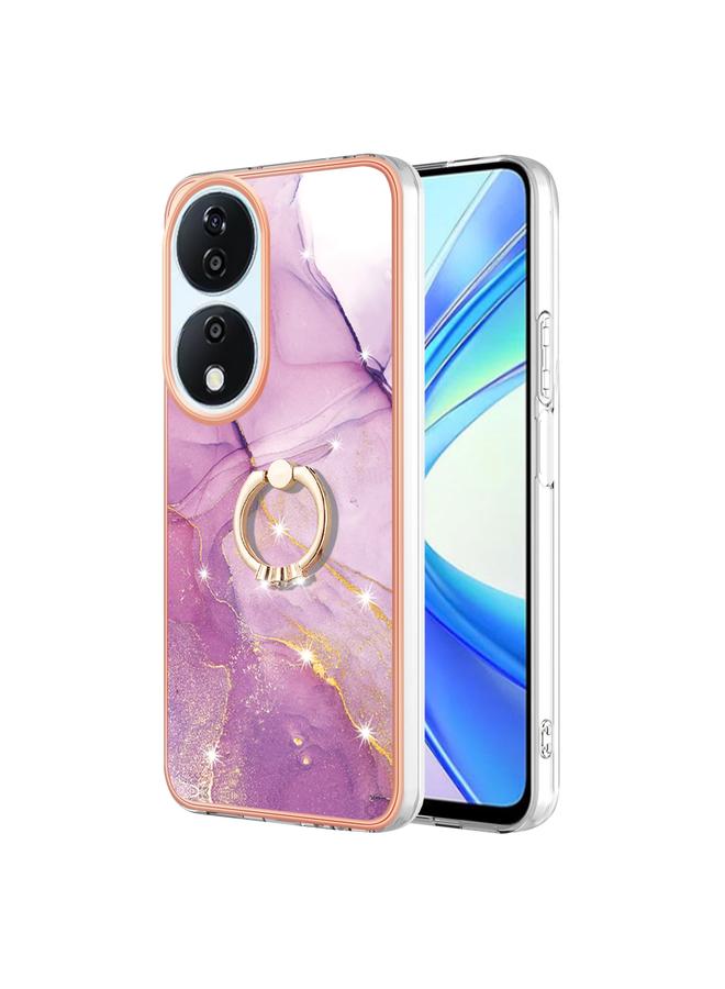 erorex Case For Honor X7b 4G / 5G Electroplating Marble IMD TPU Phone Case with Ring Holder - Image 1