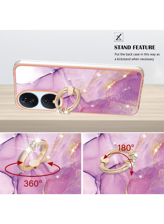 erorex Case For Honor X7b 4G / 5G Electroplating Marble IMD TPU Phone Case with Ring Holder - Image 3