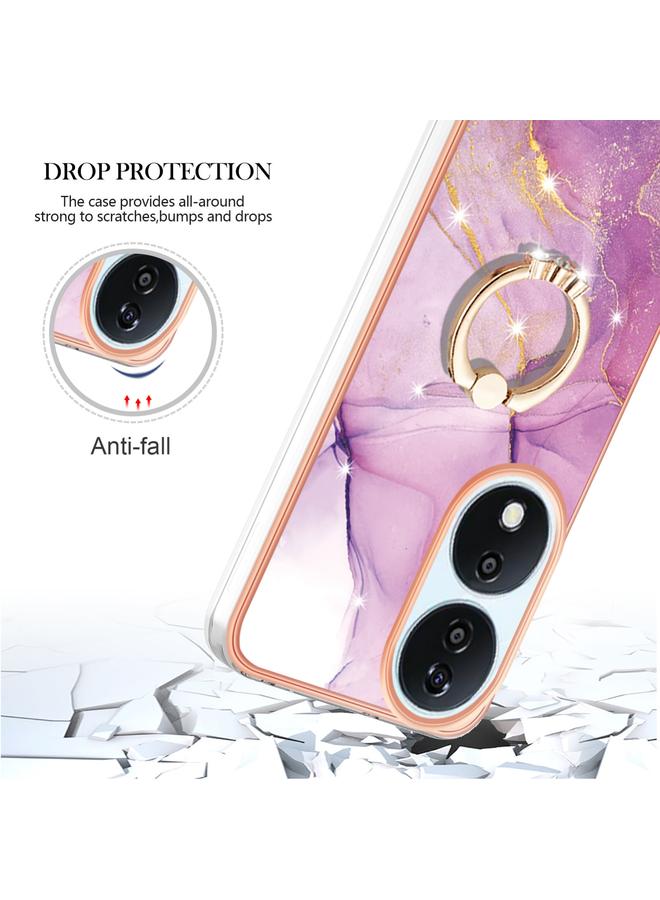 erorex Case For Honor X7b 4G / 5G Electroplating Marble IMD TPU Phone Case with Ring Holder - Image 4