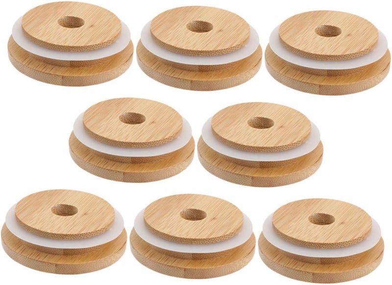 8pcs Jar Lids for Glass Jars Wide Mouth Replacement Wooden Sealing Covers 70mm Sturdy Lids Kitchen Storage - Image 1