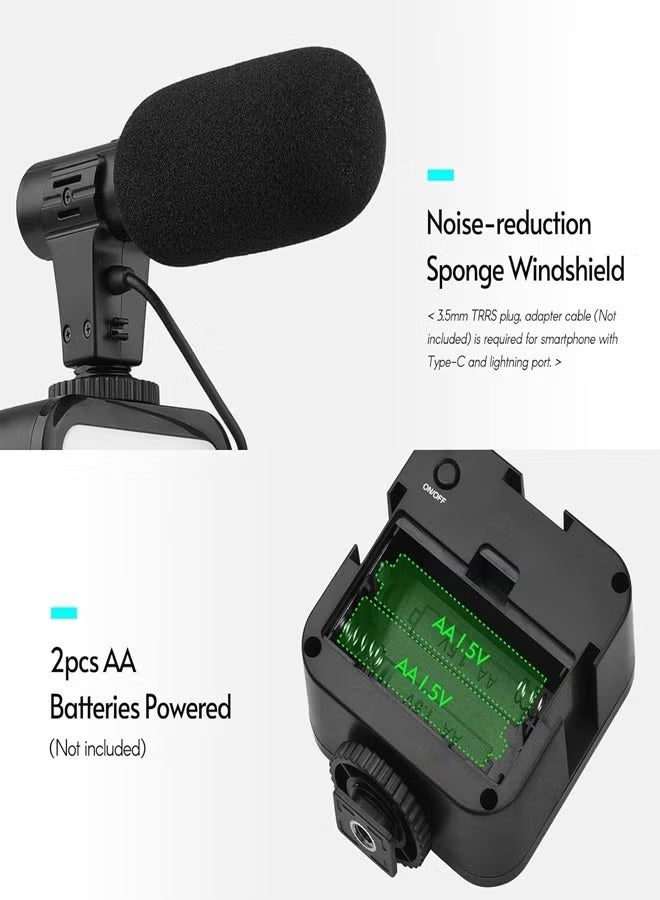 PLOKAMA PK-773 Video Vlogger Kit Microphone LED Fill Light Mini Tripod for Phone Vlog Video Recording - Image 4