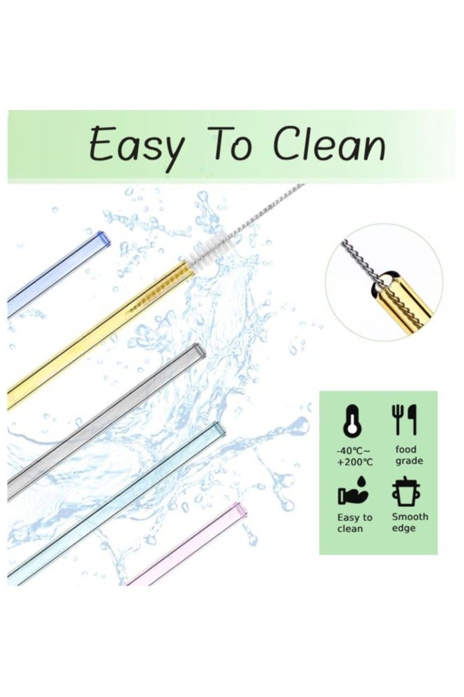 8 Pcs Reusable Glass Straws Set, 4" Shatterproof Drinking Straws with Cleaning Brush, BPA-Free, Dishwasher Safe, Perfect for Smoothies, Coffee, Juice, Hot/Cold Drinks - Image 4