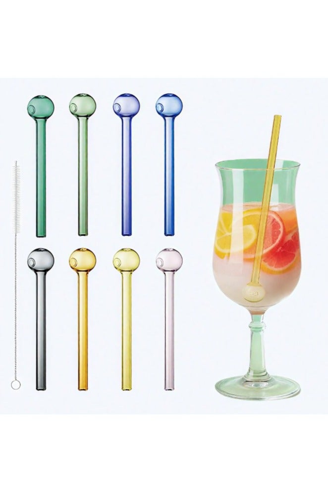 8 Pcs Reusable Glass Straws Set, 4" Shatterproof Drinking Straws with Cleaning Brush, BPA-Free, Dishwasher Safe, Perfect for Smoothies, Coffee, Juice, Hot/Cold Drinks - Image 3