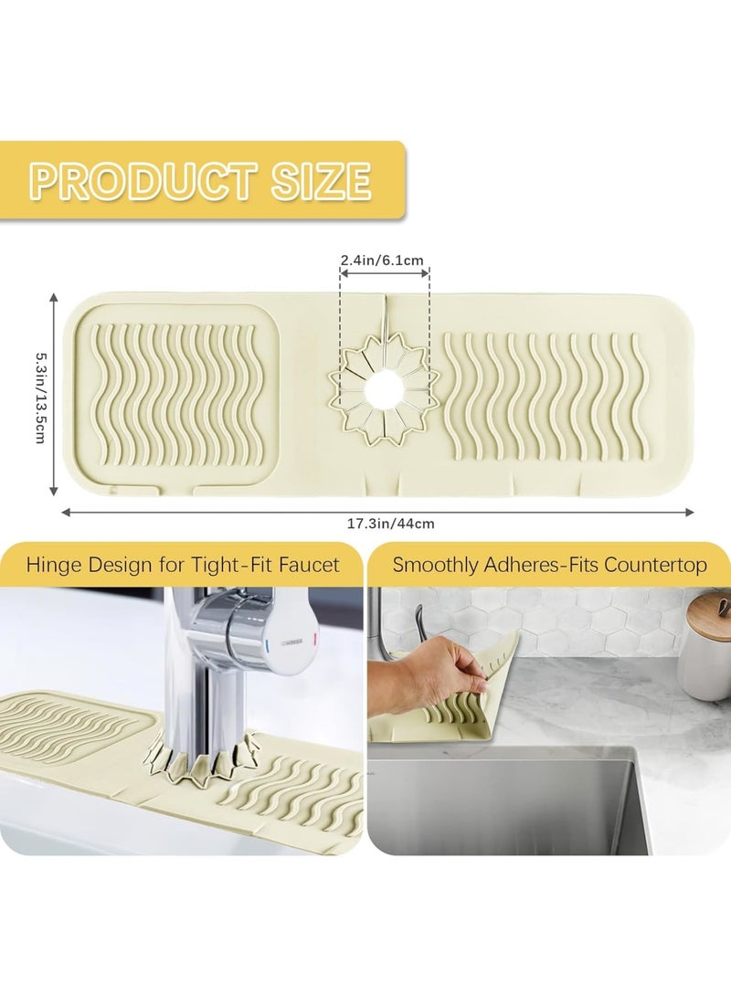 SYOSI Sink Faucet Mat, Silicone Draining Splash Guard Tray for Kitchen and Bathroom Countertops, Faucet Handle Drip Catcher Pad with Quick-Dry Design, Anti-Slip Water Absorbent Protector for Home Use - Image 3