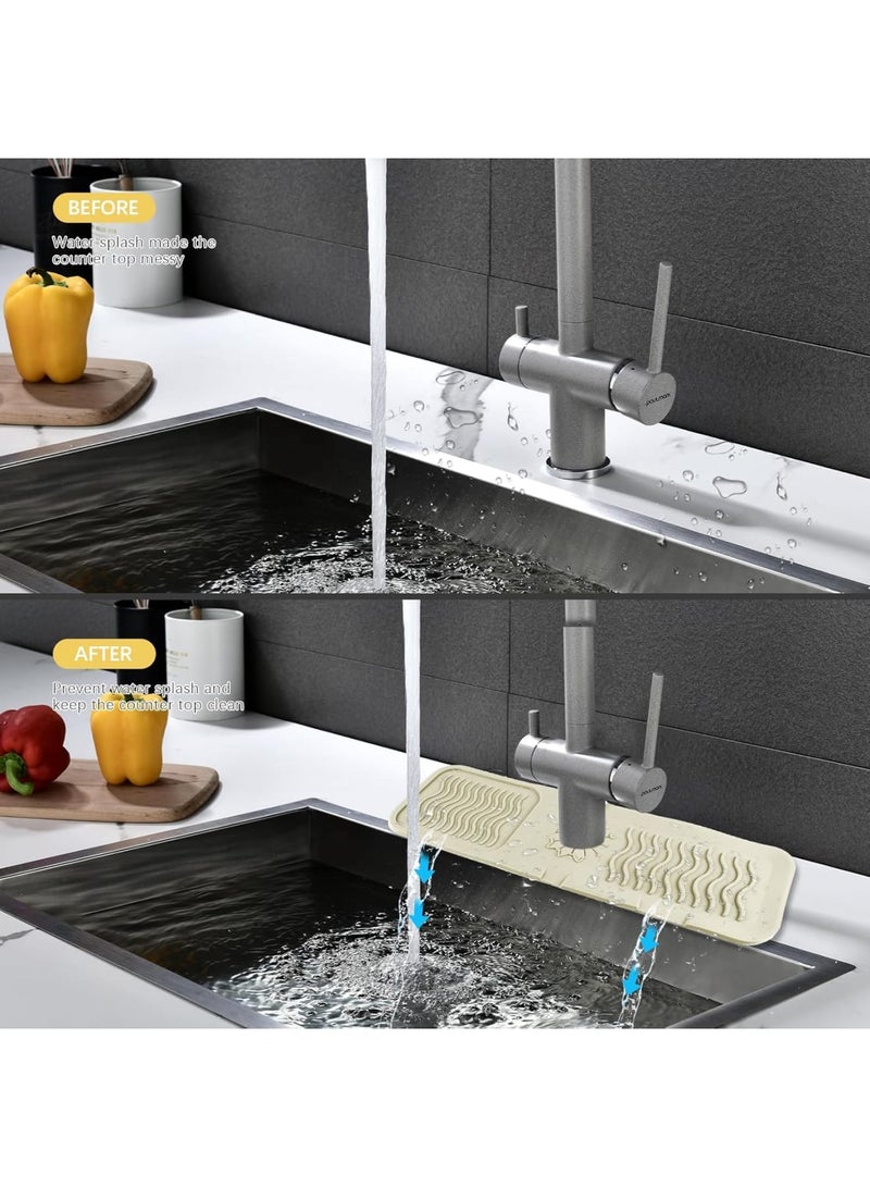 SYOSI Sink Faucet Mat, Silicone Draining Splash Guard Tray for Kitchen and Bathroom Countertops, Faucet Handle Drip Catcher Pad with Quick-Dry Design, Anti-Slip Water Absorbent Protector for Home Use - Image 4