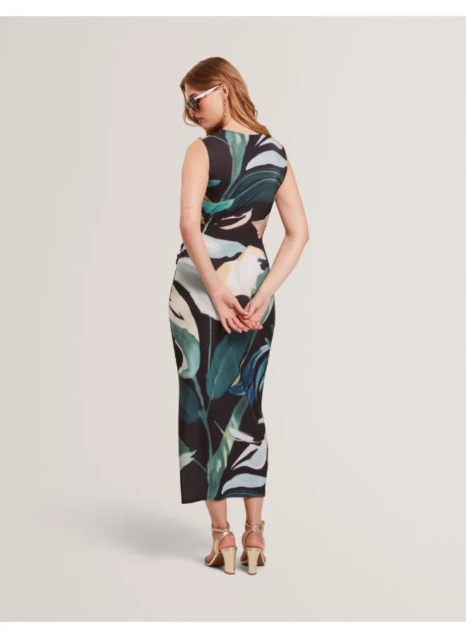تيد بيكر Printed Crew Neck Bodycon Dress