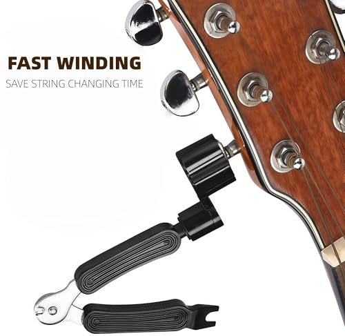 CC CAIHONG Guitar String Winder, Guitar String Winder Tool, Guitar Bridge Pin Puller and Cutter, 3 In 1 Multifunctional Guitar String Peg Tuner Winder for Acoustic Electric Guitar (Black) - Image 5